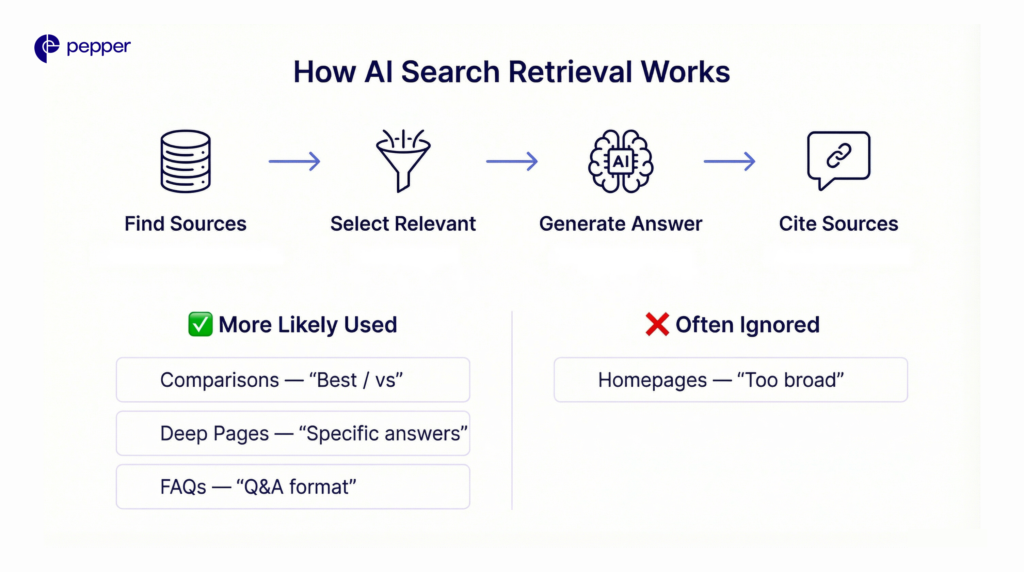 In AI search, the funnel collapses from discovery to answer in a single step.