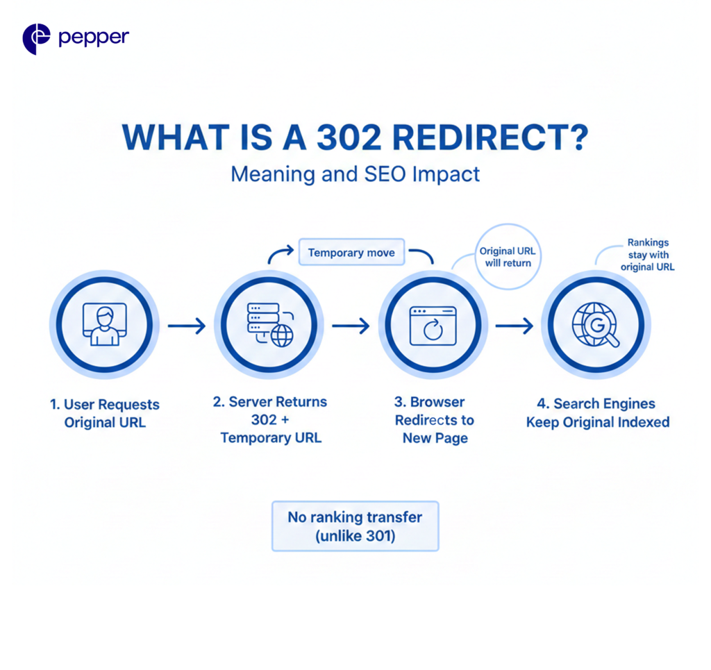 Use 302 when the change is short-term, not permanent.