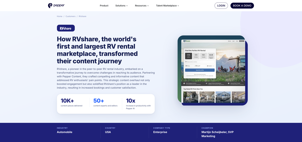 How RVshare, the world's first and largest RV rental marketplace, transformed their content journey
