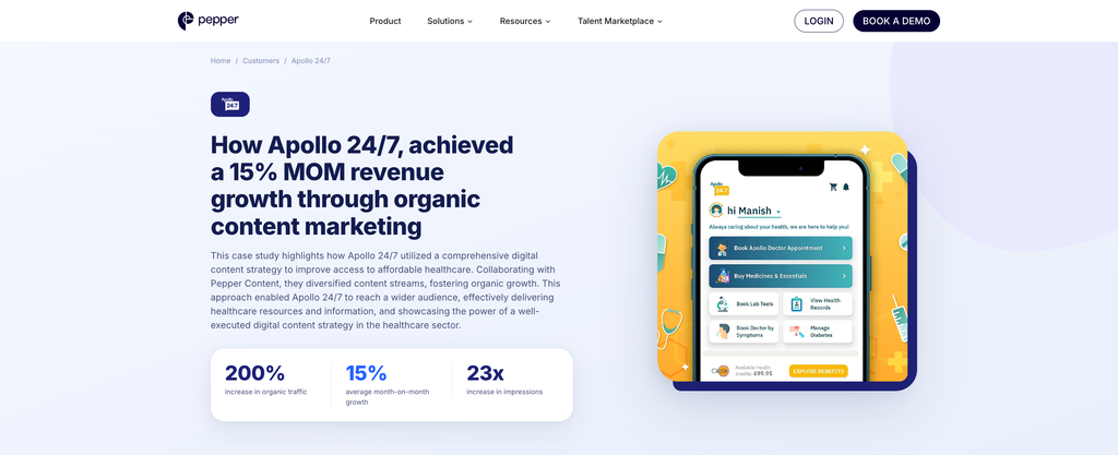 How Apollo 24/7, achieved a 15% MOM revenue growth through organic content marketing