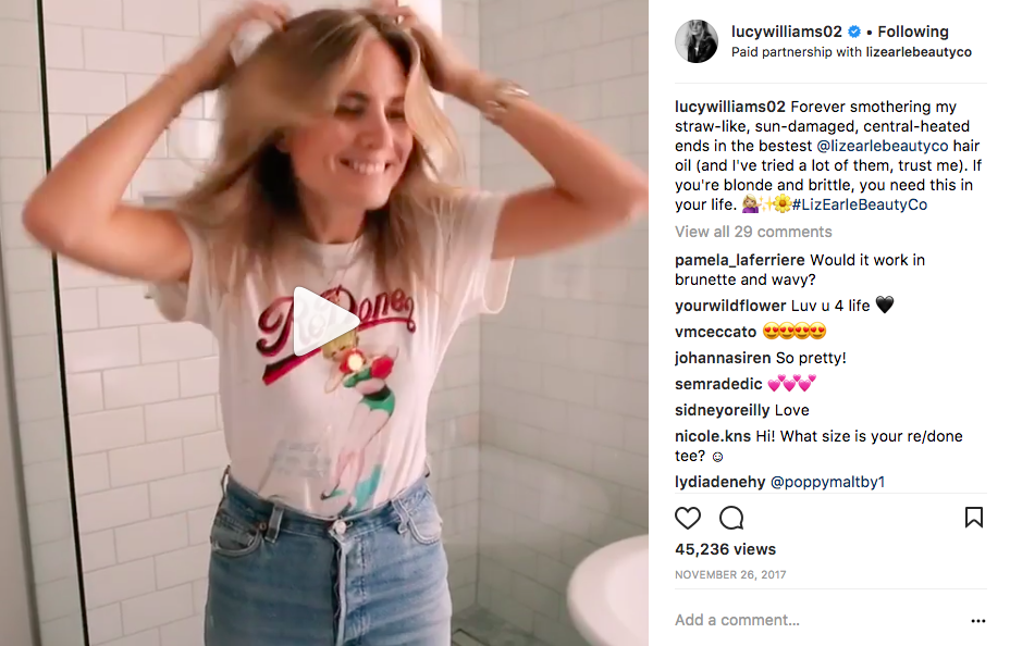 An influencer promoting a brand on Instagram