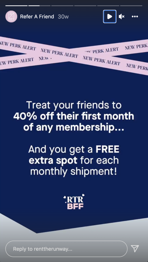 Social referral example - Rent the Runway 