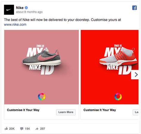 a Nike ad on Facebook