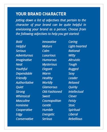 words that describe a brand’s character