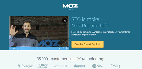  landing page for Moz Pro 