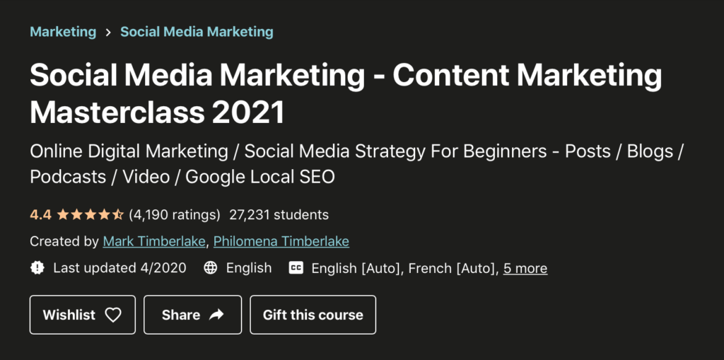 Social media marketing course