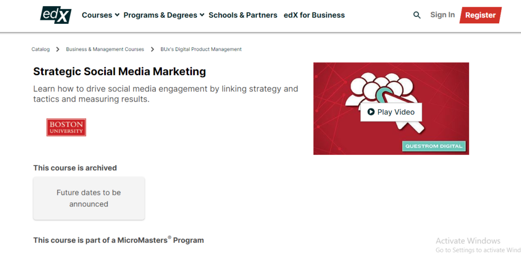 Course by Boston University and edX’s