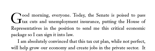 Drop cap typography example