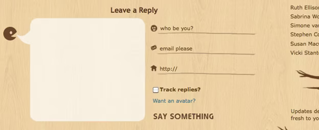  Comment section for a website