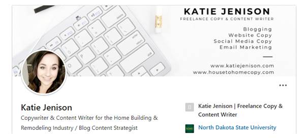 a social media profile of a freelance writer