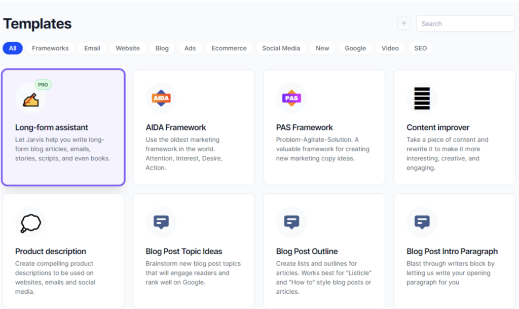 AI Copywriting templates