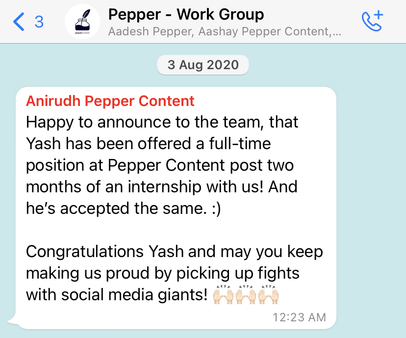 from intern to an associate in 2020