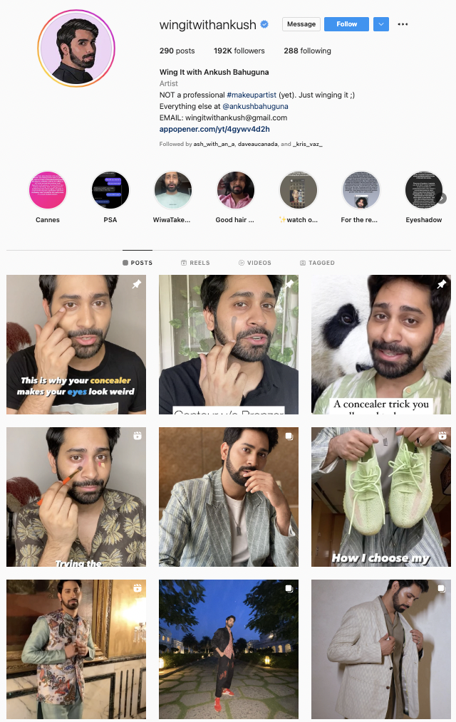 Wing it with Ankush Instagram
