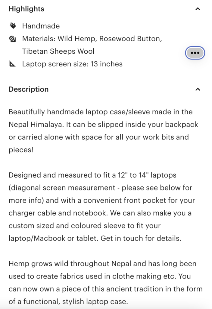 Product description example