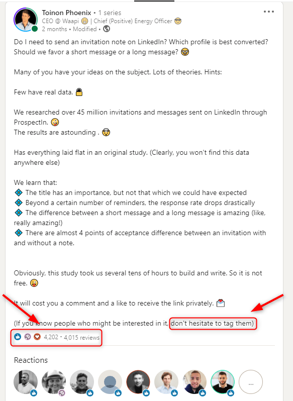 LinkedIn post tagging