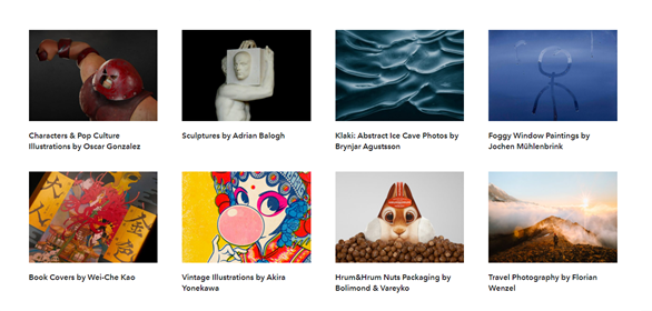 various design-related posts on The Inspiration Grid