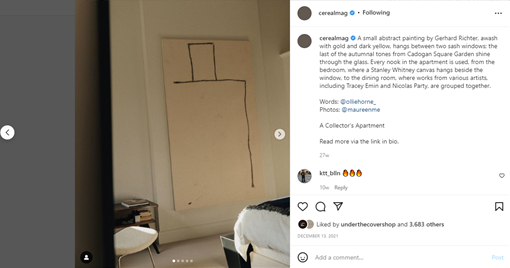 a minimalistic post on Instagram 