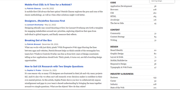 articles on A List Apart