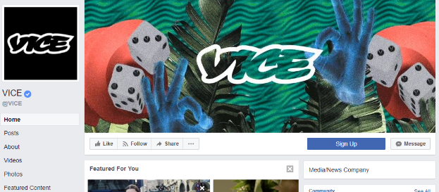 Facebook cover photo of Vice
