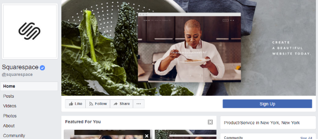  Facebook cover photo of Squarespace
