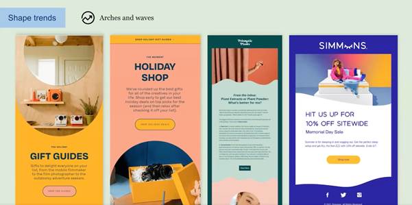 different visuals used in email design