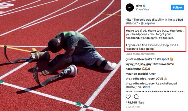 an Instagram post by Nike