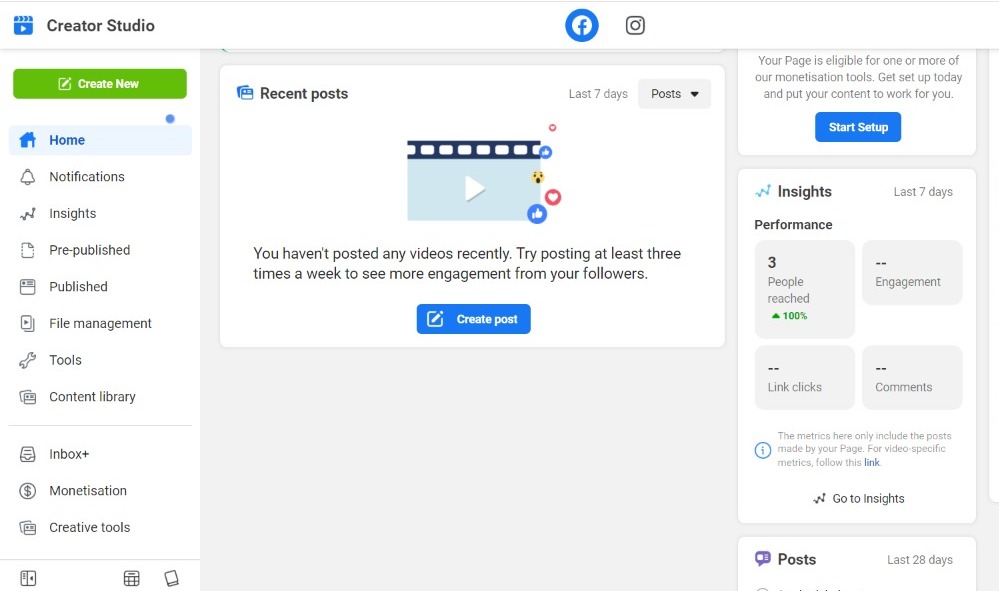 Facebook creator studio
