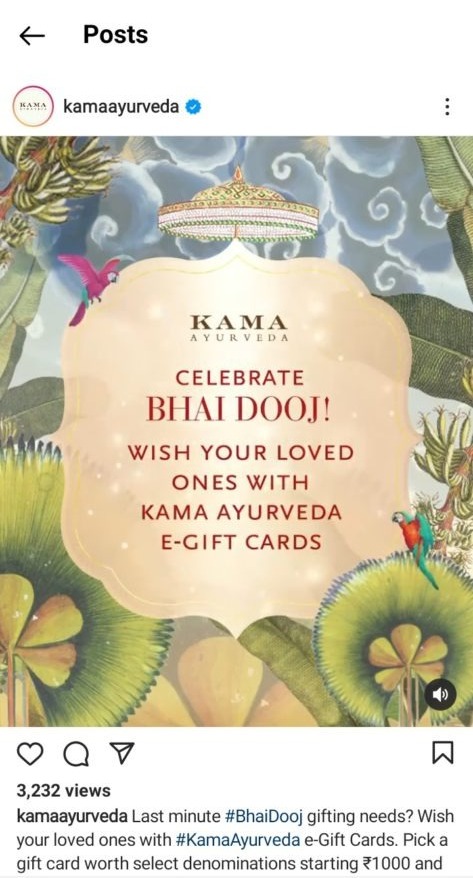 Kama Ayurveda Instagram ad