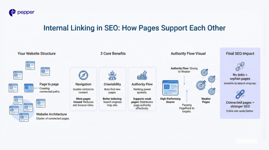 internal linking in SEO: how pages support each other
