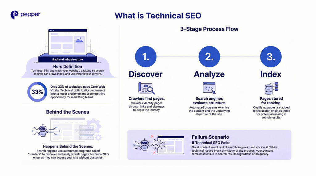 When technical issues block any stage, even exceptional content won't appear in search results.